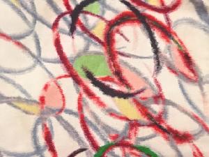 アンティーク　抽象模様織出し銘仙羽織